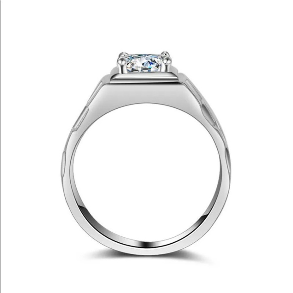 Mens Sterling Silver solitaire ring - Picture 7 of 12